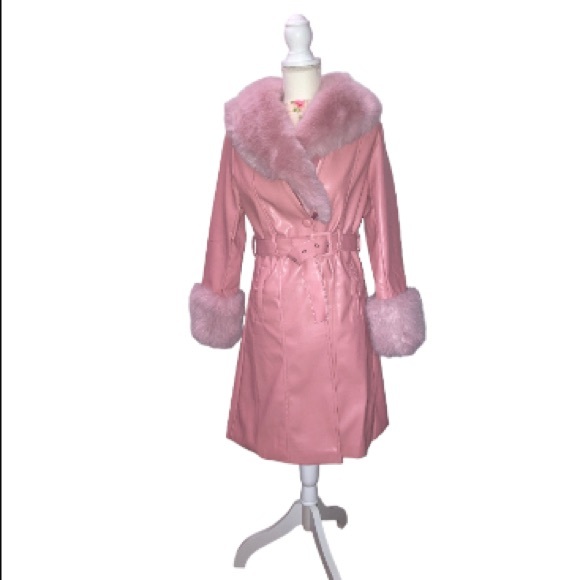Barbie Pink Faux Fur Trench Coat -LAST ONE - Picture 9 of 12
